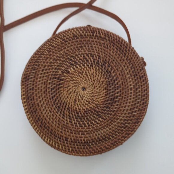 Amerii Rattan Round Crossbody Bag Retro 70s Style Circle Bag - Picture 7 of 12